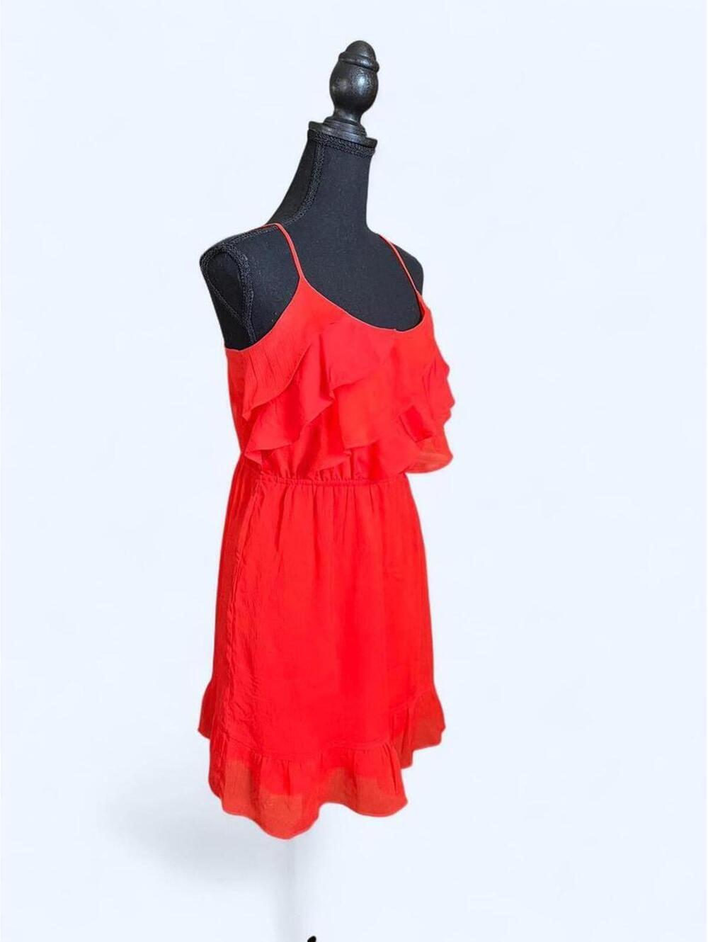Vintage Y2K American Eagle red ruffle mini dress Size Medium 🌸 - Picture 3 of 7